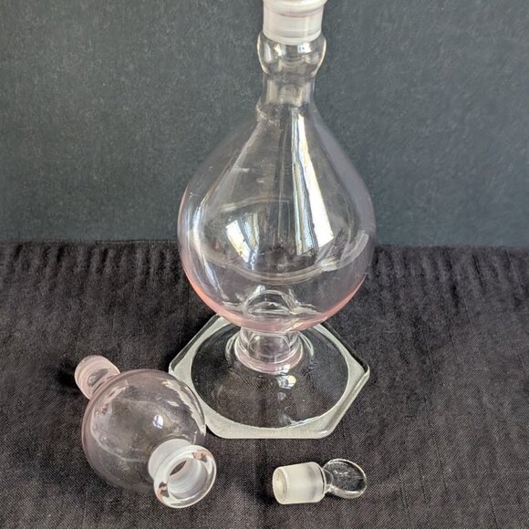 Antique Clear Glass Stacking Apothecary Bottle Decanter Pharmacy Show Globe 12" - Picture 4 of 10